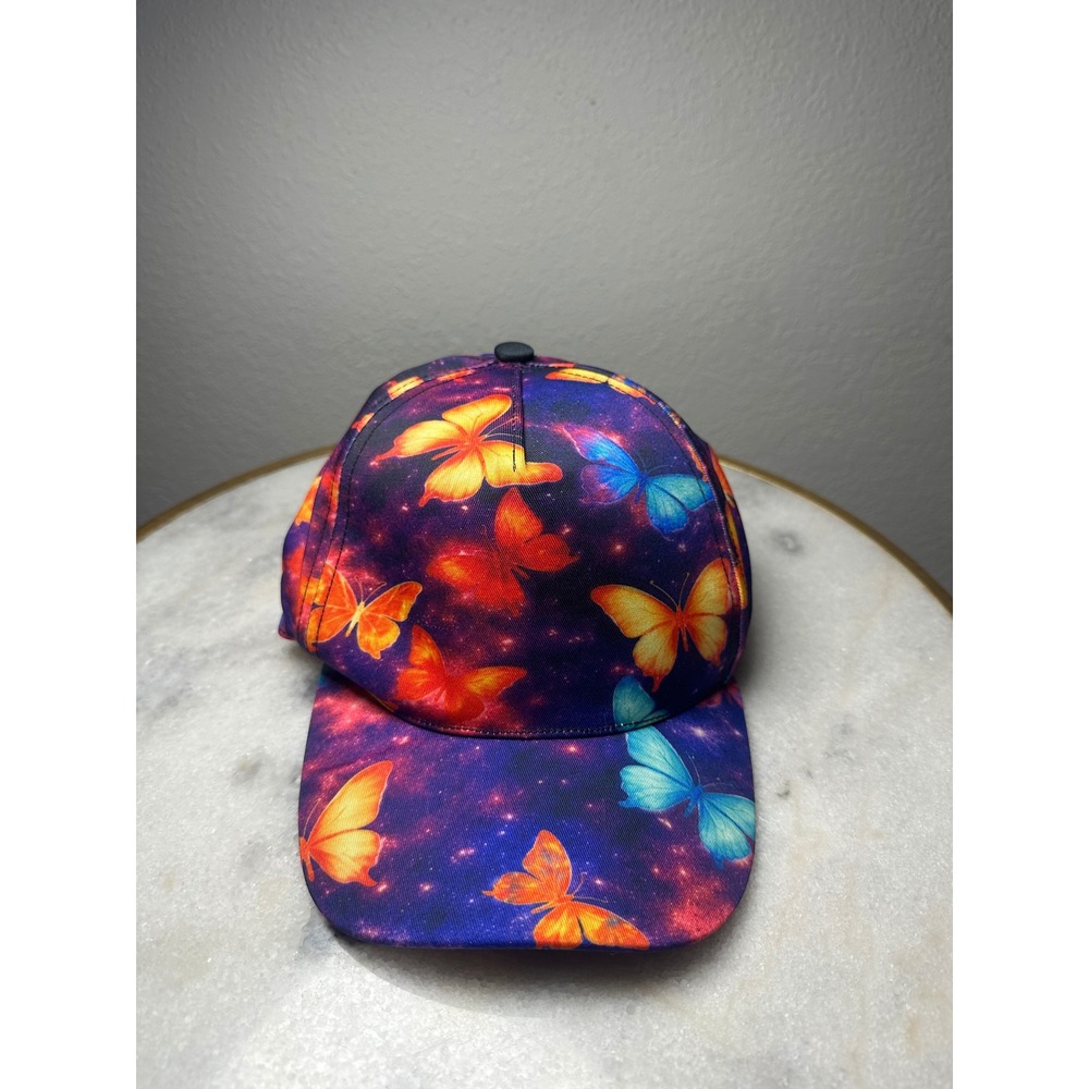 Womens‎ Galaxy Butterfly Print Snapback Baseball Cap Purple Multicolor Hat